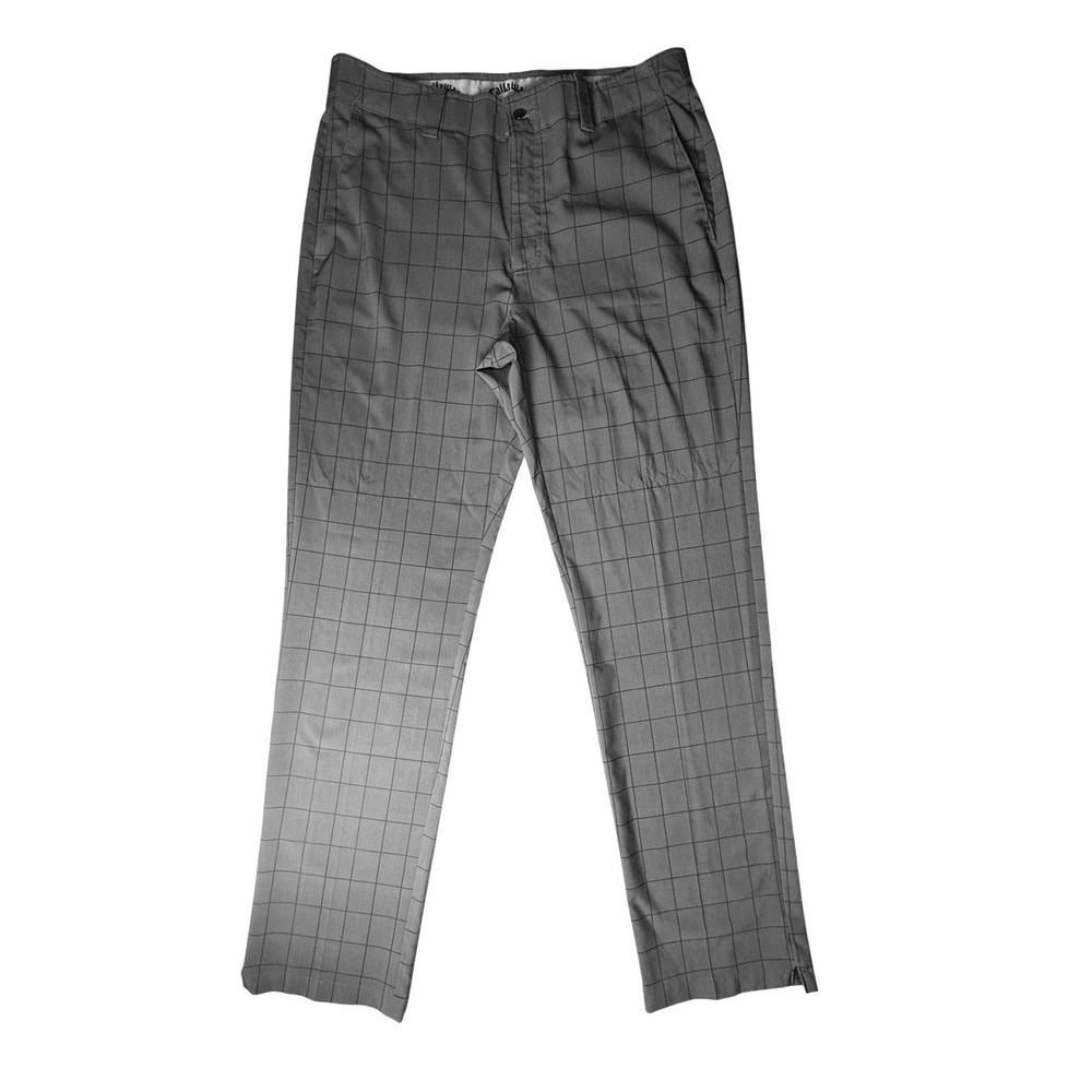 Callaway Mens Windowpane Check Golf Pants Gray Plaid Stretch Trousers 34x34-2162